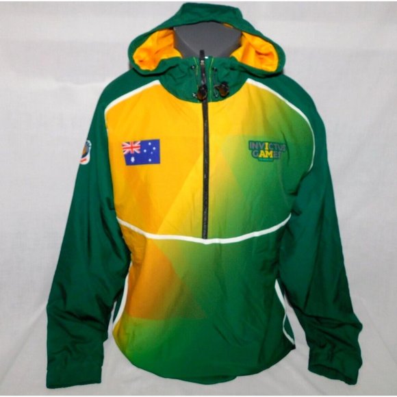2020 Invictus Games Team Australia 1/2 Zip Pullover hooded Jacket Mens M Green - Picture 1 of 14